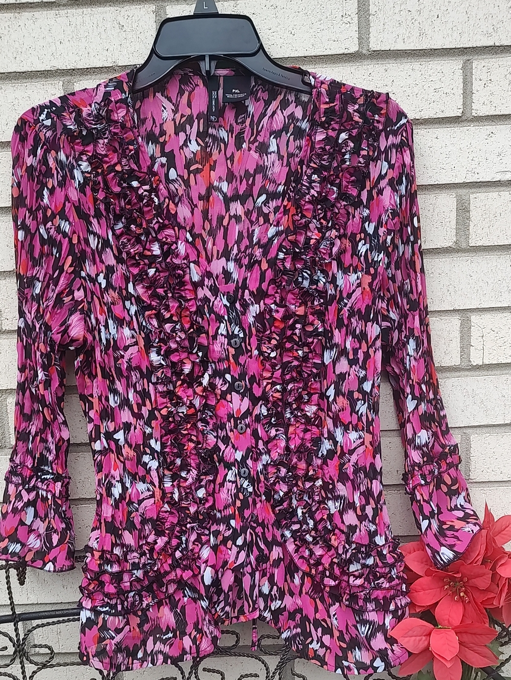 New Directions// Ruffled V-Neck Blouse - Picture 3 of 10
